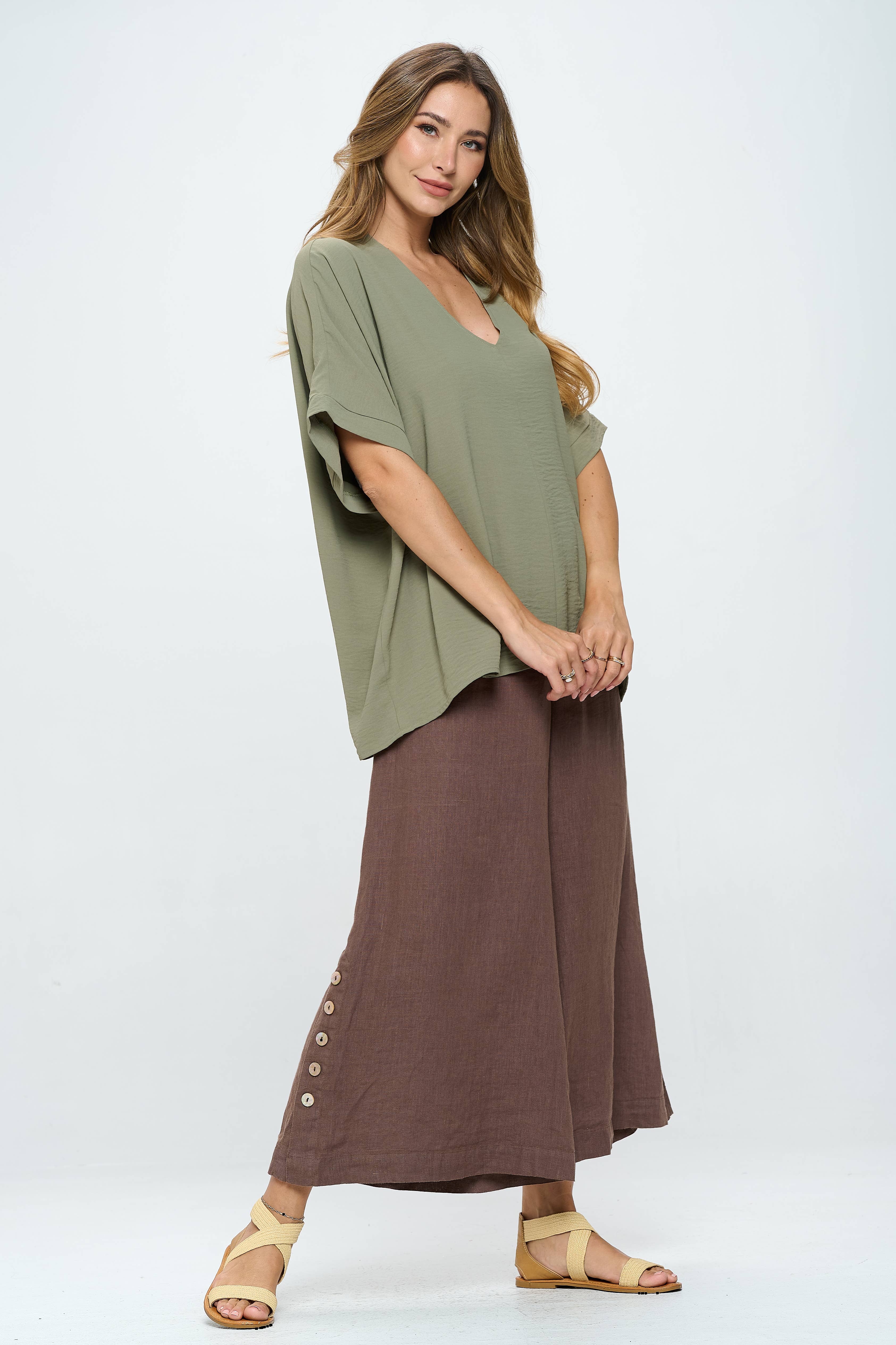 Olive V-Neck Tunic - AC102 for wholesale on Faire1