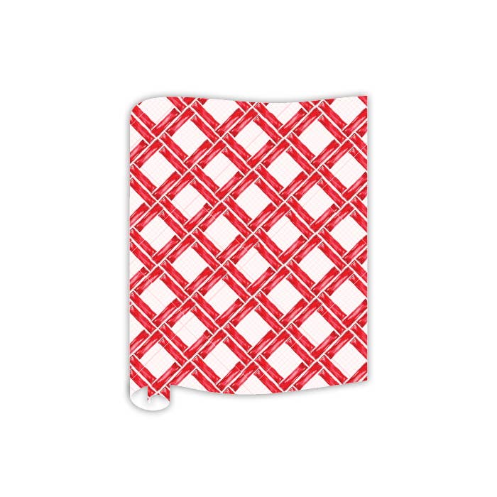 RosanneBeck Collections - Wholesale Table Runner - Handpainted Red Interlocking Bamboo Table Runner