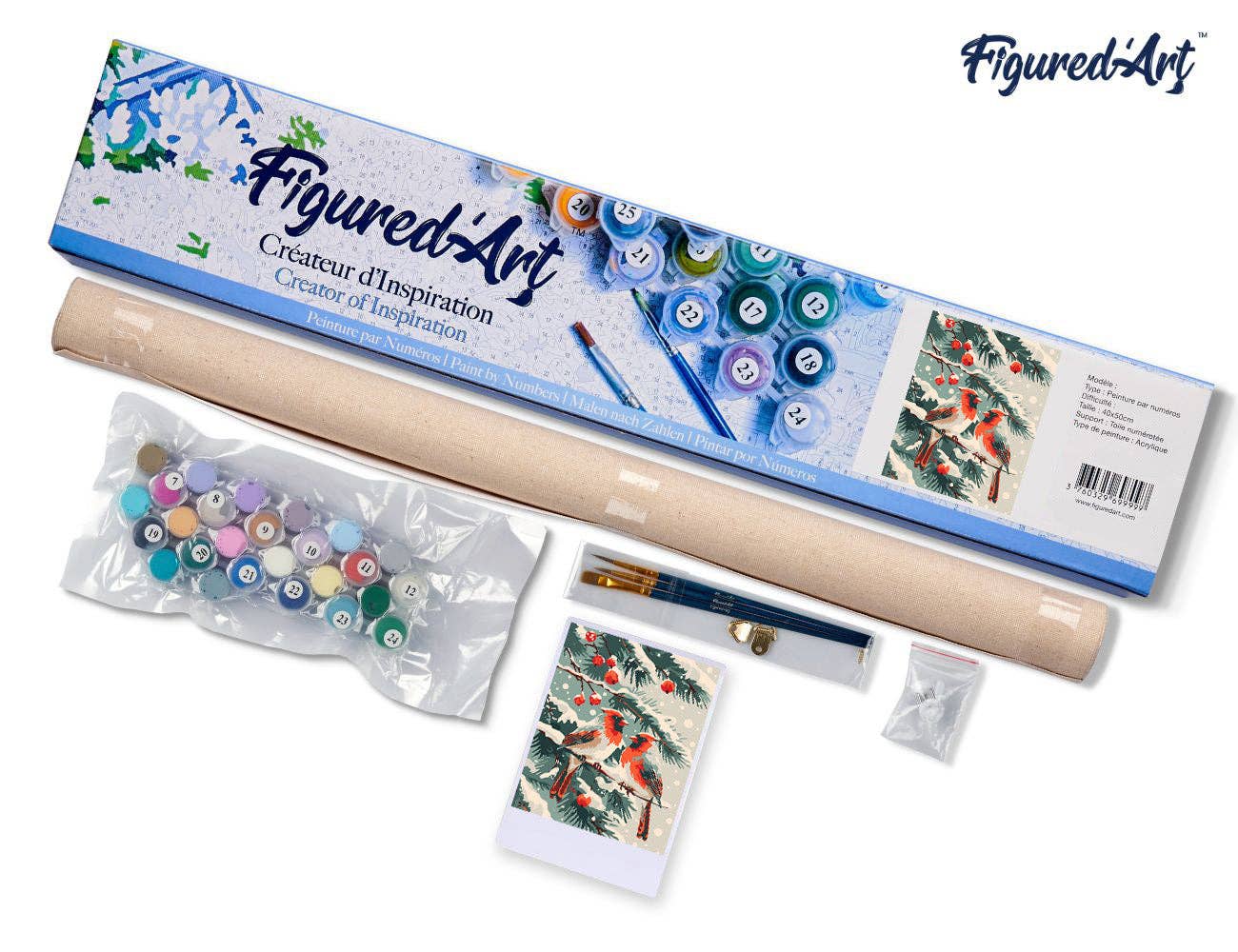 Figured'Art - Wholesale DIY Craft Kit - Paint by Numbers rolled - Winter Cardinals4