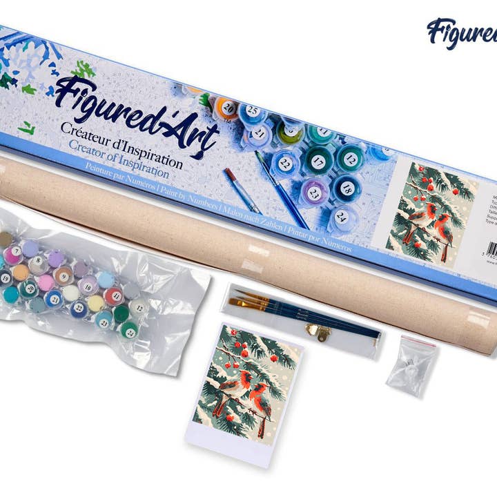 Figured'Art - Wholesale DIY Craft Kit - Paint by Numbers rolled - Winter Cardinals4