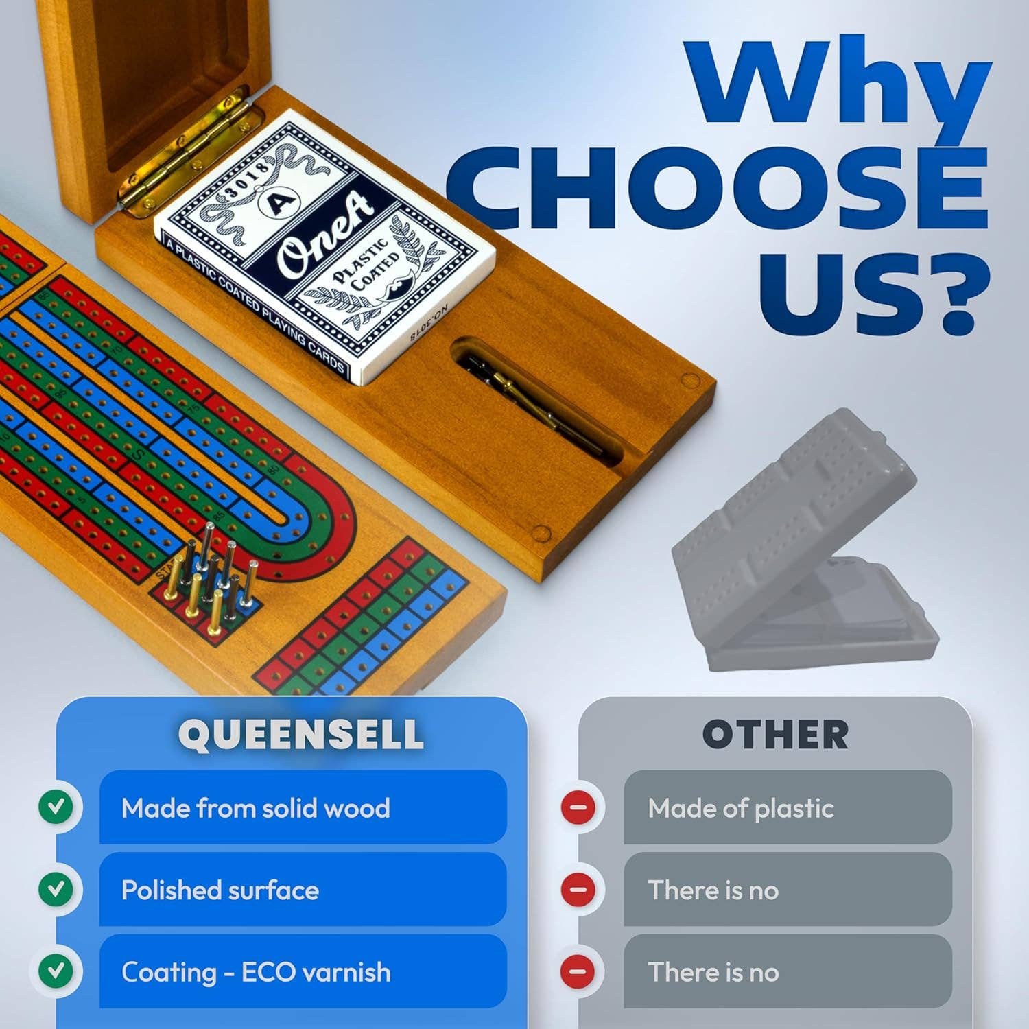 Queensell - Wholesale Board Game - Cribbage Board Game Set with Storage3