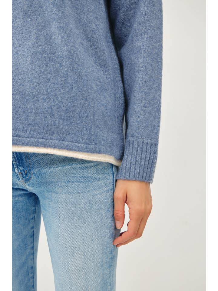 Be Cool - Wholesale Knit Sweater - Women's - COZY ACCENT COLOR SOLID SWEATER