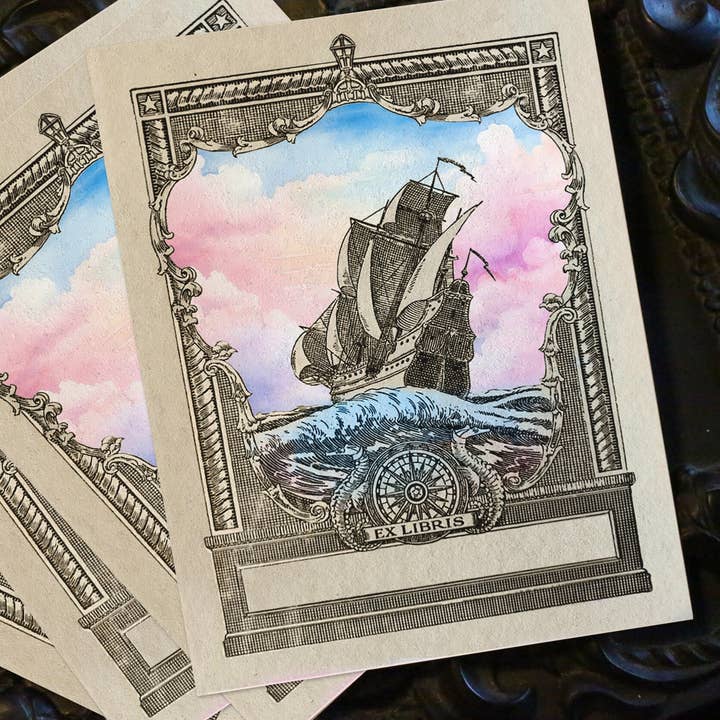 Exlibris Ex-Libris de papel engomado náutico Seafarer's Mark para venta al por mayor de Ebon et Noir LLC