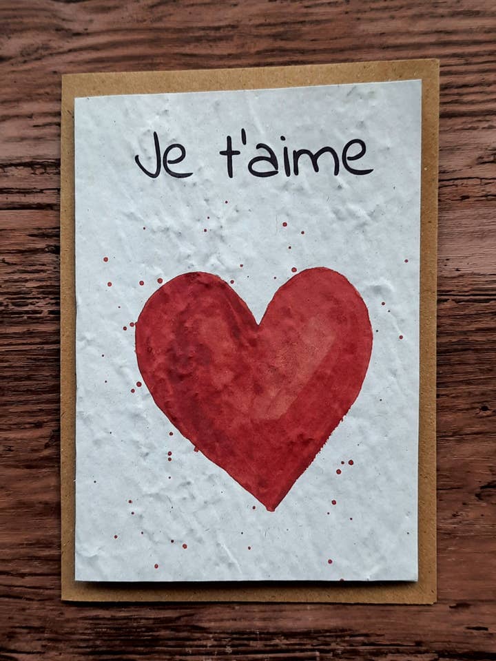 Card to plant - I love you (heart) for wholesale by Des Mots Qui Fleurissent