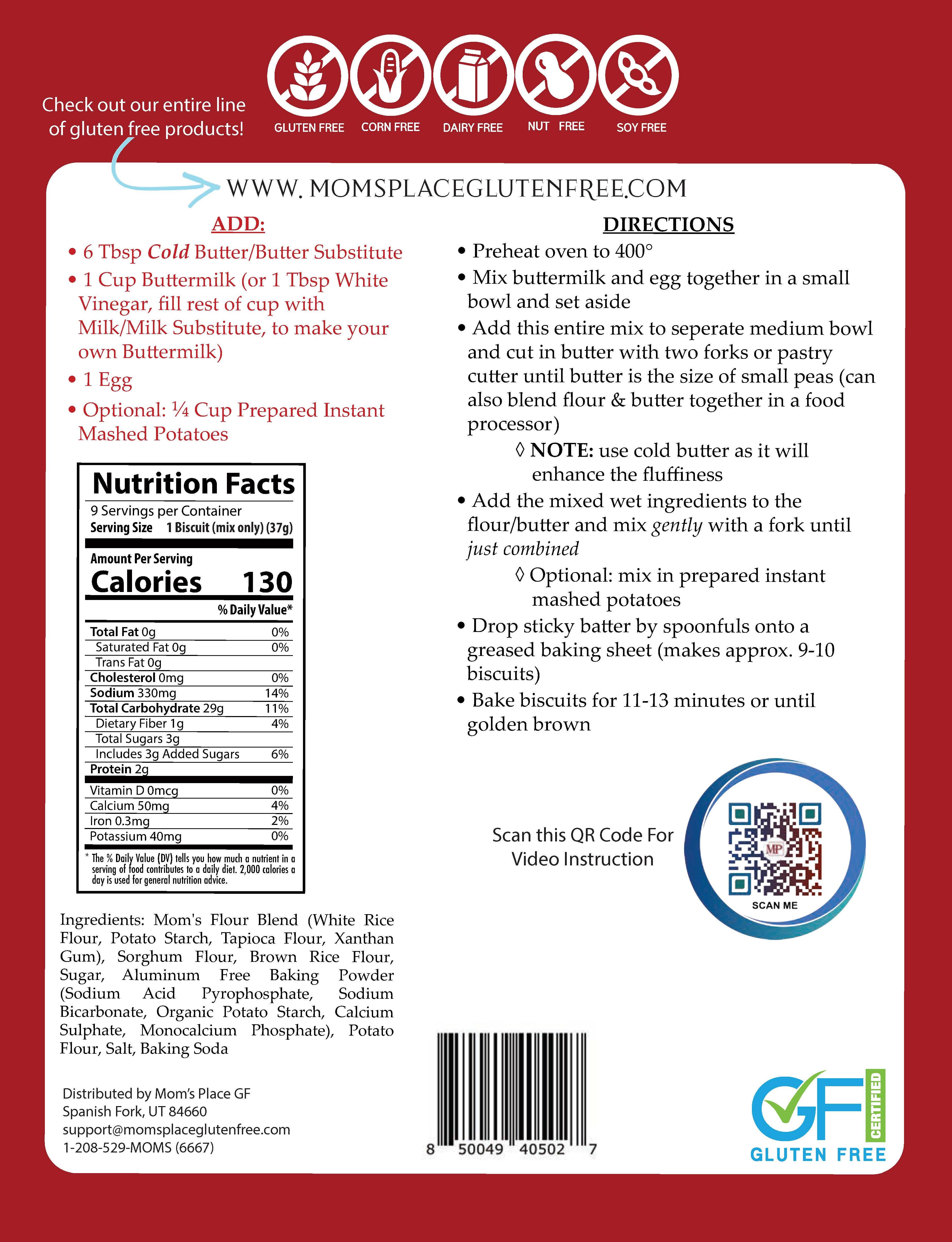 Mom's Place Gluten Free - Wholesale Biscuit Mix - Gluten-Free Buttermilk Biscuit Mix2