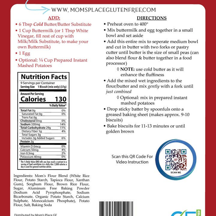 Mom's Place Gluten Free - Wholesale Biscuit Mix - Gluten-Free Buttermilk Biscuit Mix2