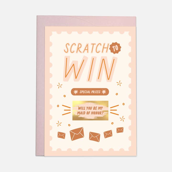 Maid of honor scratch greeting card for wholesale by Kaart Blanche