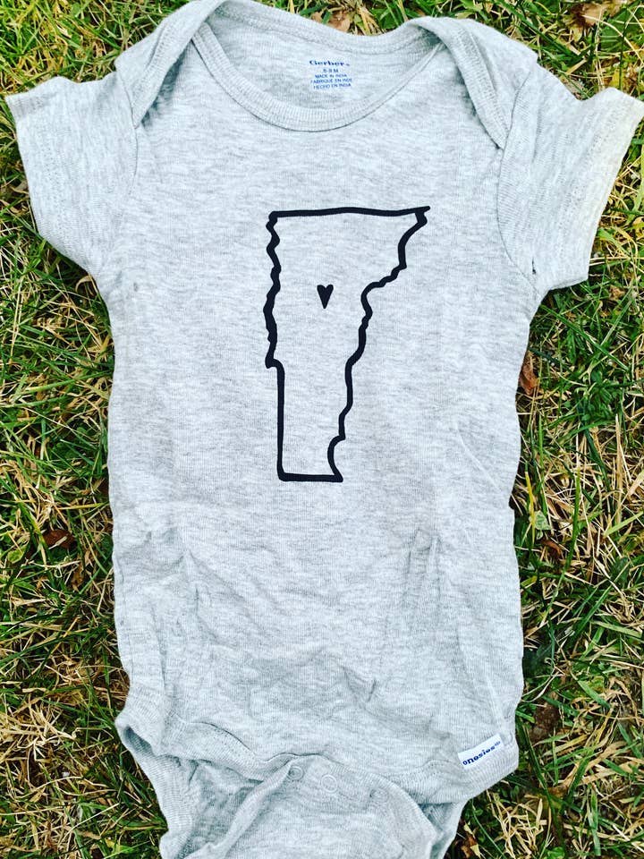 Vermont Screen-printed Baby Onesie for wholesale by Willough Designs