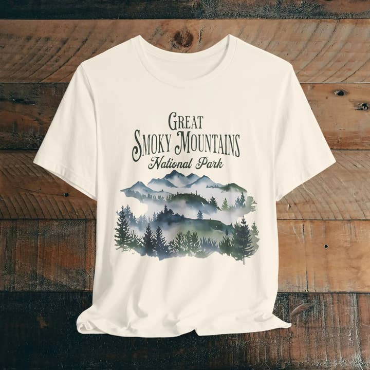 Park Service Apparel - Wholesale Screen Printed T-Shirt - Unisex - Great Smoky Mountains National Park Unisex Fit Soft T-shirt Watercolor Style Nature Tee