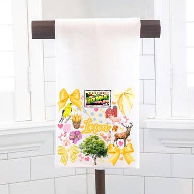 Coquette Iowa State, Flour Sack Tea Towel - Preppy Gift for wholesale by Moman Sales, Inc.