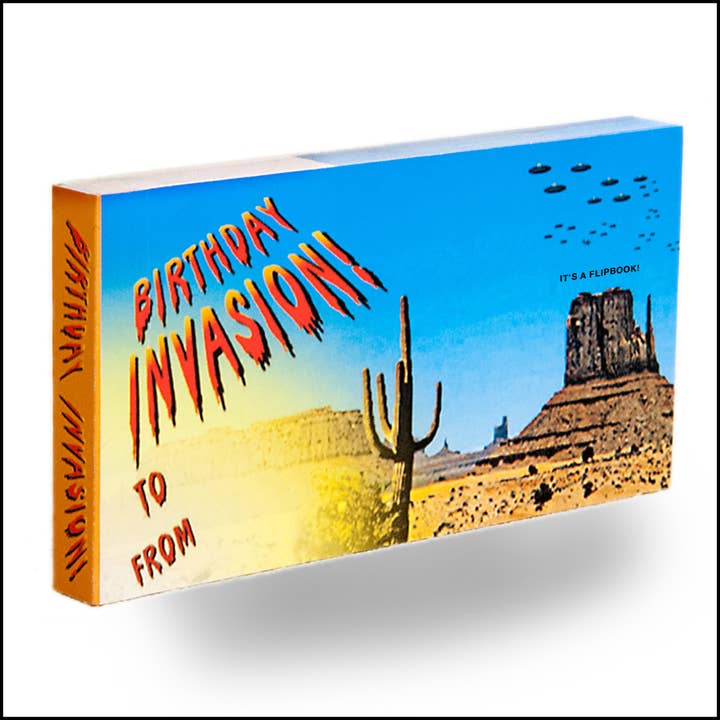 Invasion d'anniversaire ! Flipbook animé pour la vente par Fliptomania