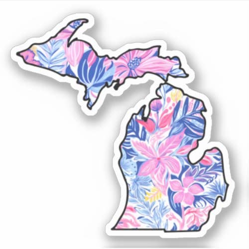 Michigan State - Tropical Sticker - Bring Summer Vibes! for wholesale by Lake Bar Gifts
