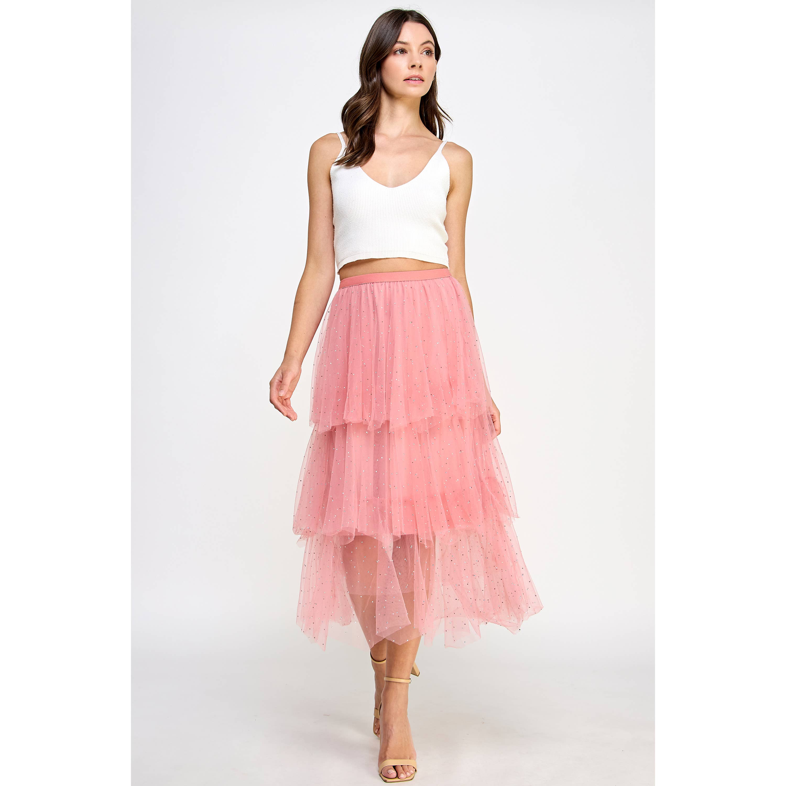 Strut & Bolt - Wholesale Rok - Dames - Midirok van tule met studs en strass13