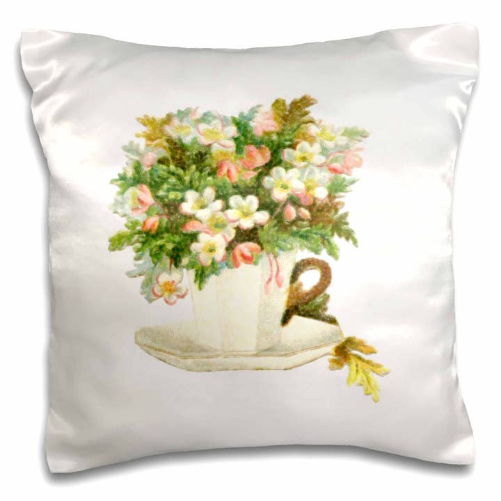 3dRose, Imagem de Pintura de Chávena Vitoriana com Flores, Fronha por atacado de 3dRose