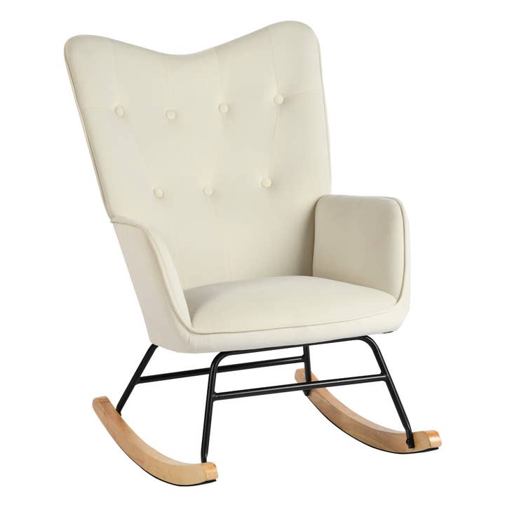 Urban Meuble - Wholesale Rocking Chair - Rocking chair off-white velvet EPPING SMALL VELVET BEIGE