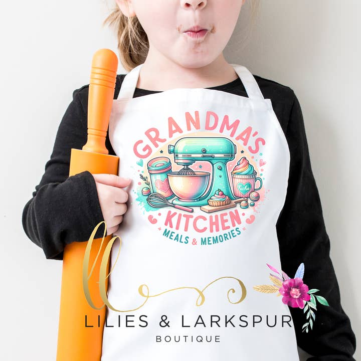 Grandmas Kitchen Kids Apron for wholesale by Lilies & Lark Boutique