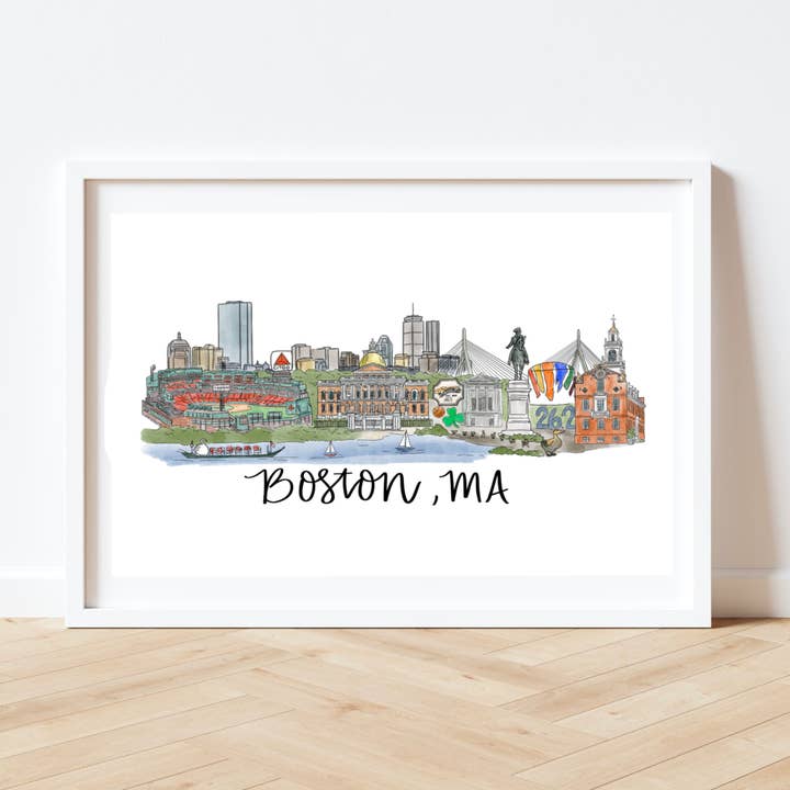 Thirteenwinks – wholesale Art print – Boston, MA Massachusetts State Skyline Art Print 8x10