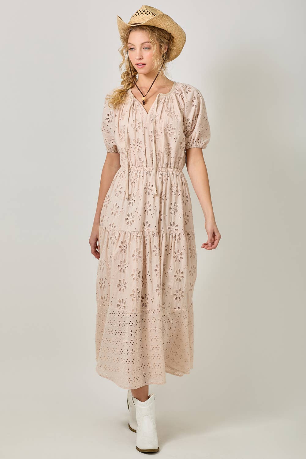 Mystree - Wholesale Dress - Women's - 61037 Puff Sleeve Tiered Eyelet Dress17