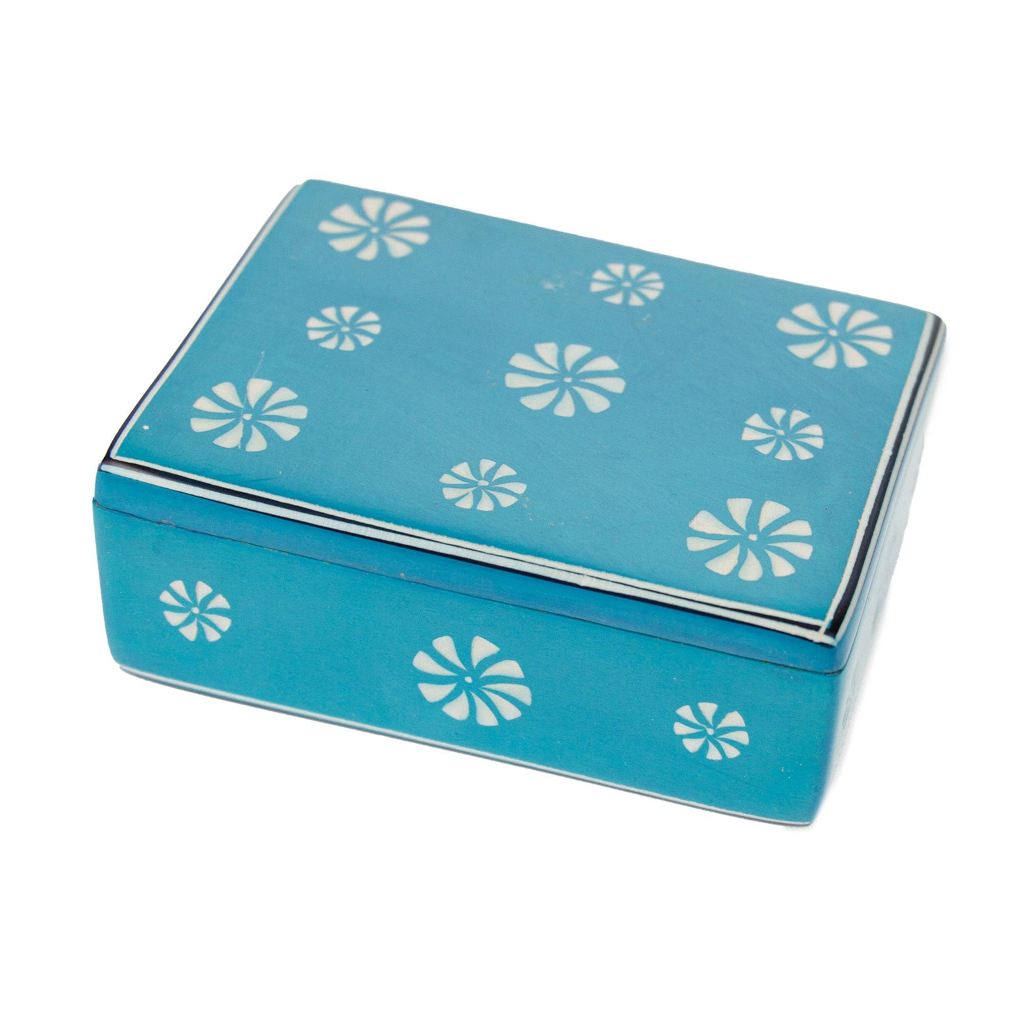 Global Crafts - Wholesale Decorative Box - Soapstone Carved Box, Turquoise Tribal Etching6