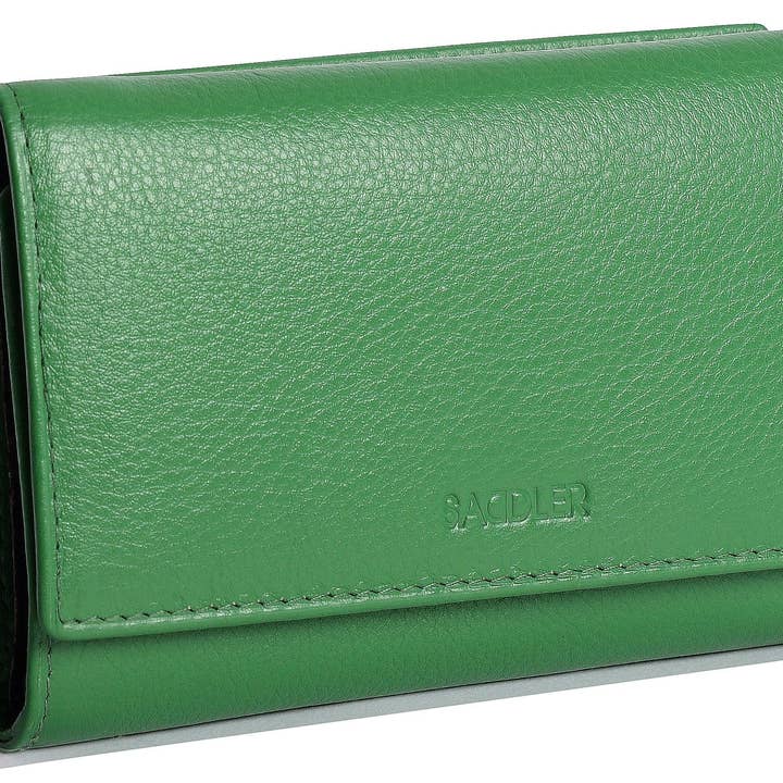 Kompakte dreifach gefaltete Ledergeldbörse "Eleanor" – Handgefertigt von Saddler | RFID-geschützt & in Geschenkbox | 10 Kartenfächer & hinteres Reißverschluss-Münzfach für den Großhandel von SADDLER