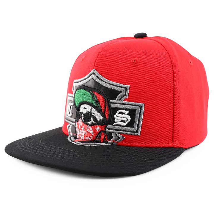 Trendy Apparel Shop - Venta al por mayor Gorra snapback - Hombre - Gorra Snapback con diseño de calavera chicana y pico plano bordado6