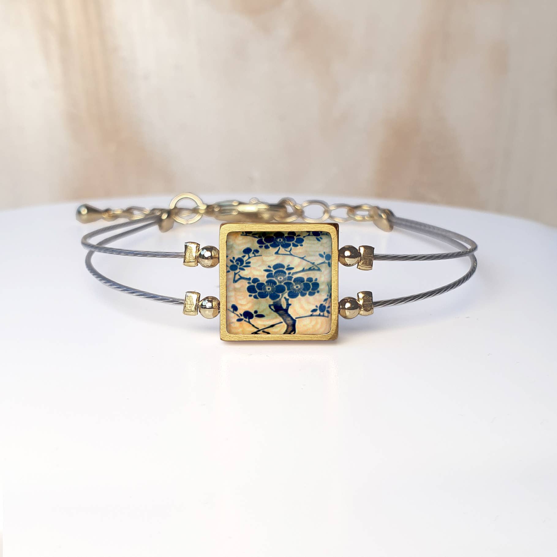 Noa Jewellery - Wholesale Charm/Dangle Bracelet - Framed Square Ceramic Bracelet, Gold Plated Stainless Steel11