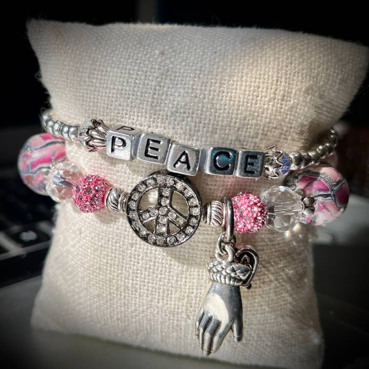 Pink Peace Bracelets for wholesale by Catie Raymond Designs