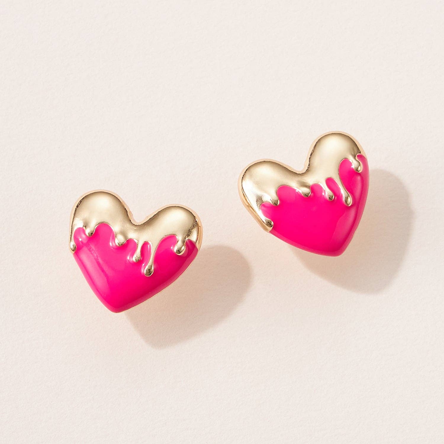Frem – wholesale Stud/post earrings – Gold Drip Heart Stud Earrings – Bold Colors2
