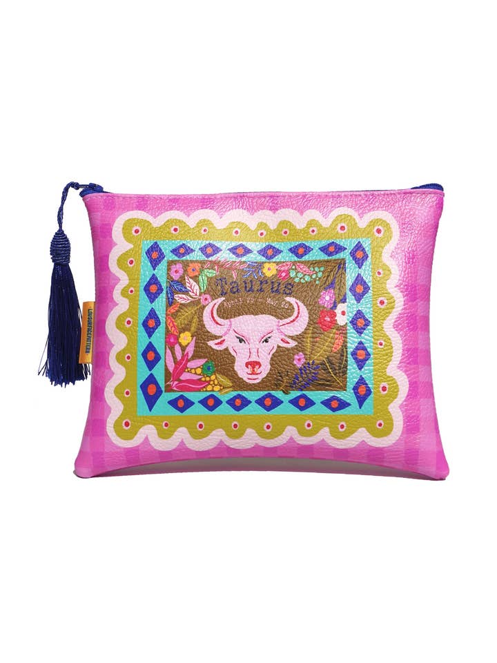 Taurus veganskt läder sminkväska för wholesale av Lousurfacepattern