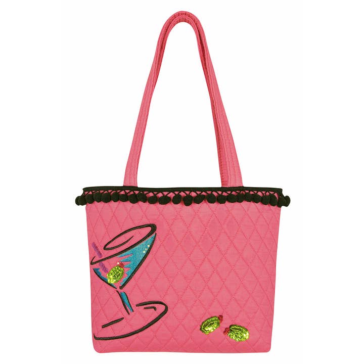 SALE Martini Pink Tote Bag 13" x 10" for wholesale by C&F Home