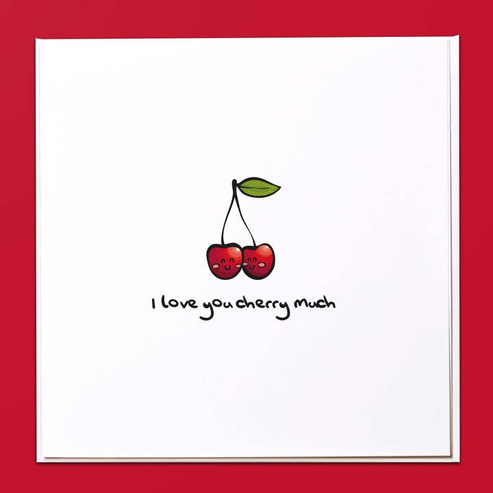 Je t'aime cerise beaucoup Carte de vœux pour la vente par The Crafty Giraffe