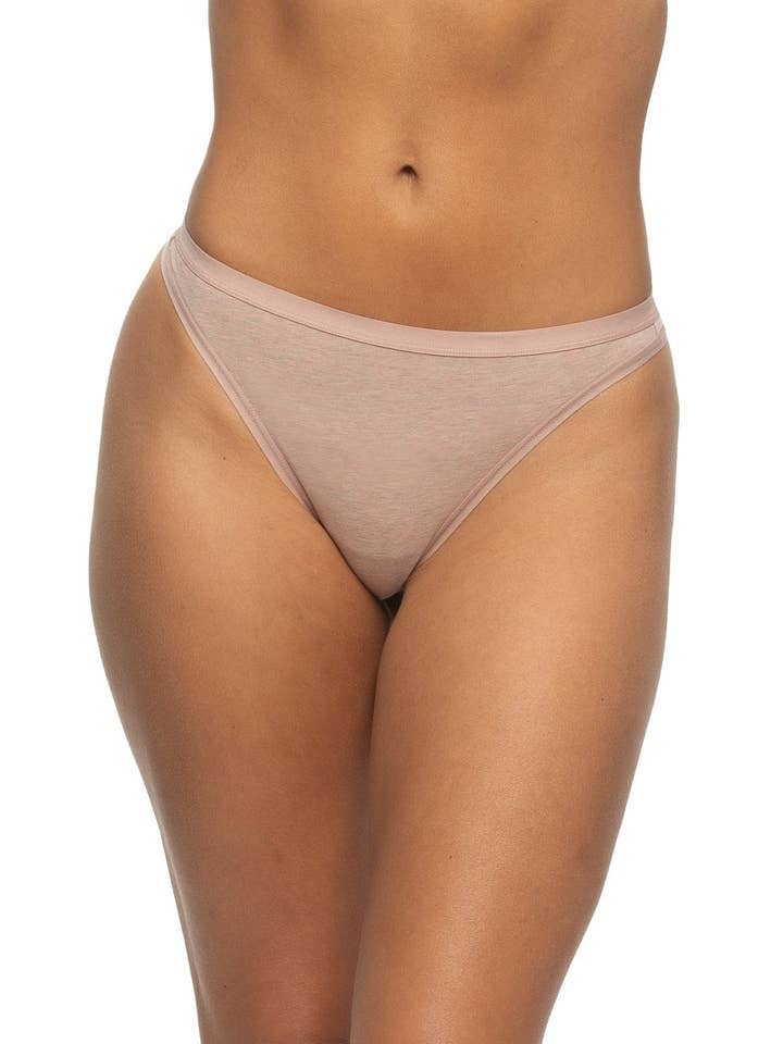 Organic Cotton Stretch Thong - Taupe for wholesale by Felina
