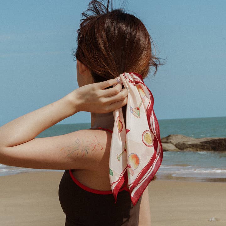 "Happy Hour" Silk Bandana - Martini Pink for wholesale on Faire4