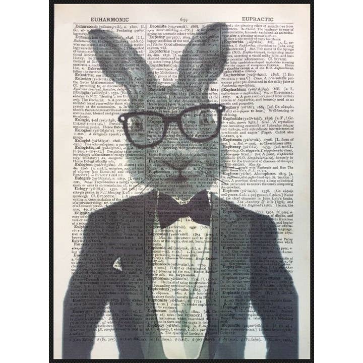 Impressão do dicionário Hare - Impressão animal da floresta - Arte peculiar por atacado de Parksmoonprints