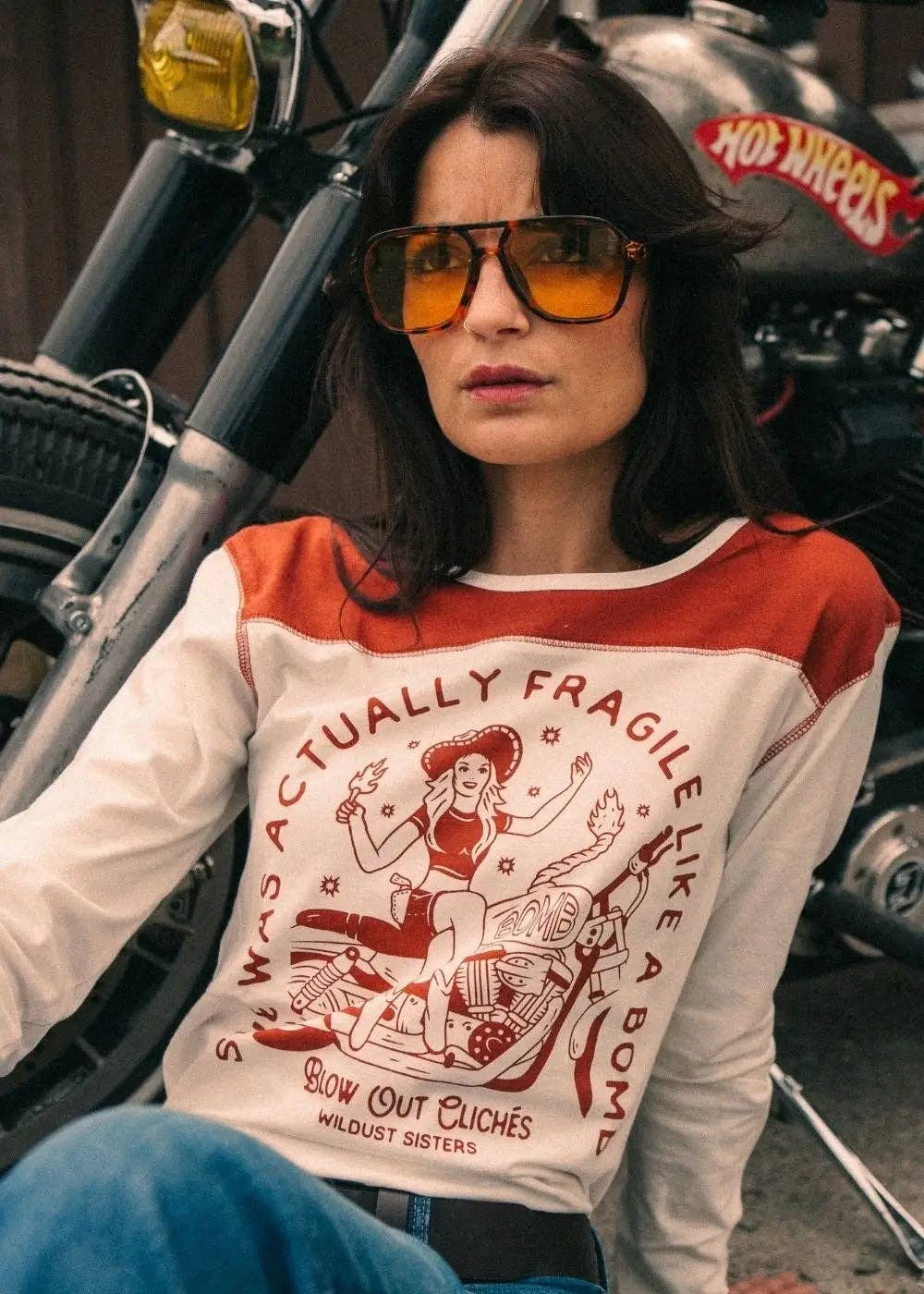 WILDUST - Wholesale Screen Printed T-Shirt - Women's - WESTERN TEE - FRAGILE LIKE A BOMB