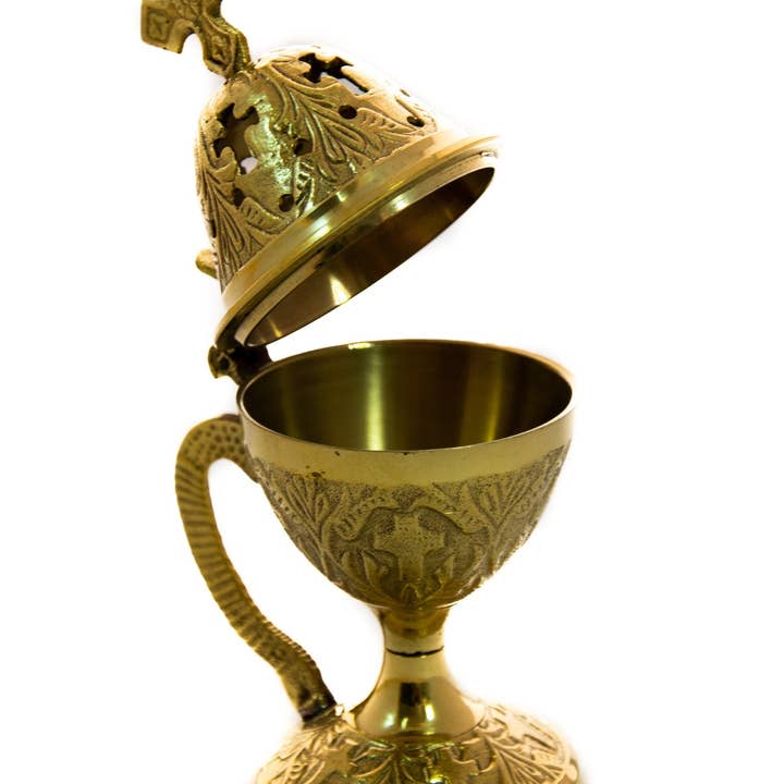 TheHolyArt - Wholesale Incense Holder - Christian Brass Resin Incense Burner, Greek Orthodox Thurible Incense holder, Metal Byzantine Home Censer Perfume burner, religious decor4