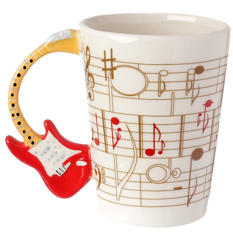 Puckator EU - Wholesale Coffee Mug - Guitar with Sheet Music Decal Ceramic Shaped Handle Mug3
