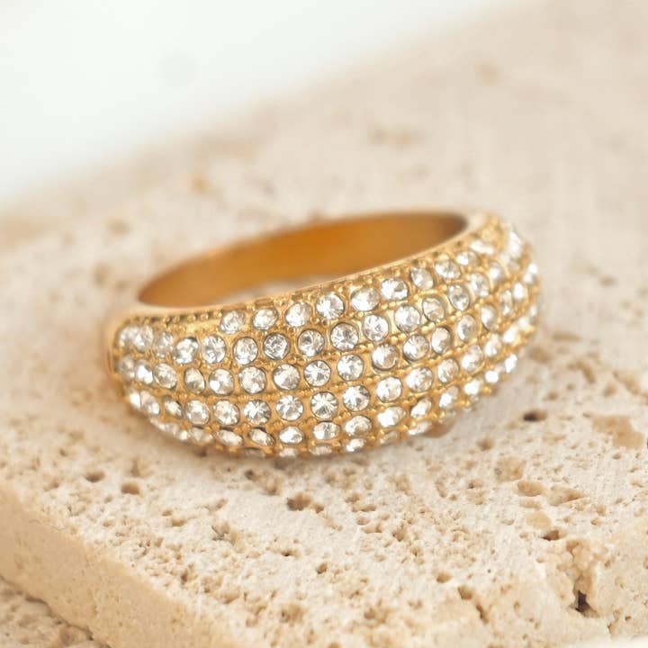 Blueyejewelry - Wholesale Multi-Stone Ring - Diamond Dome Ring - Waterproof Pave CZ Chunky Dome Ring