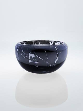 Bol en verre décoratif DECO, éclaboussé de bleu marine NOUVEAU ! pour la vente par Angel Glass Design SIA