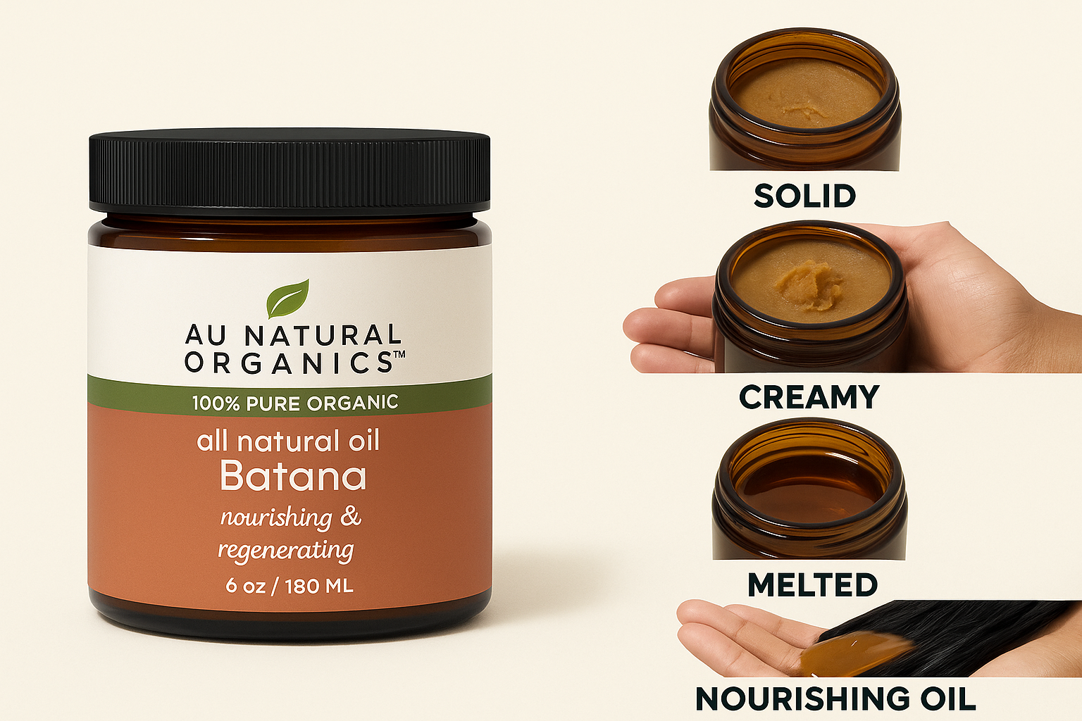 Au Natural Organics - Wholesale Hair Oil -  Batana Oil 6oz Jar5