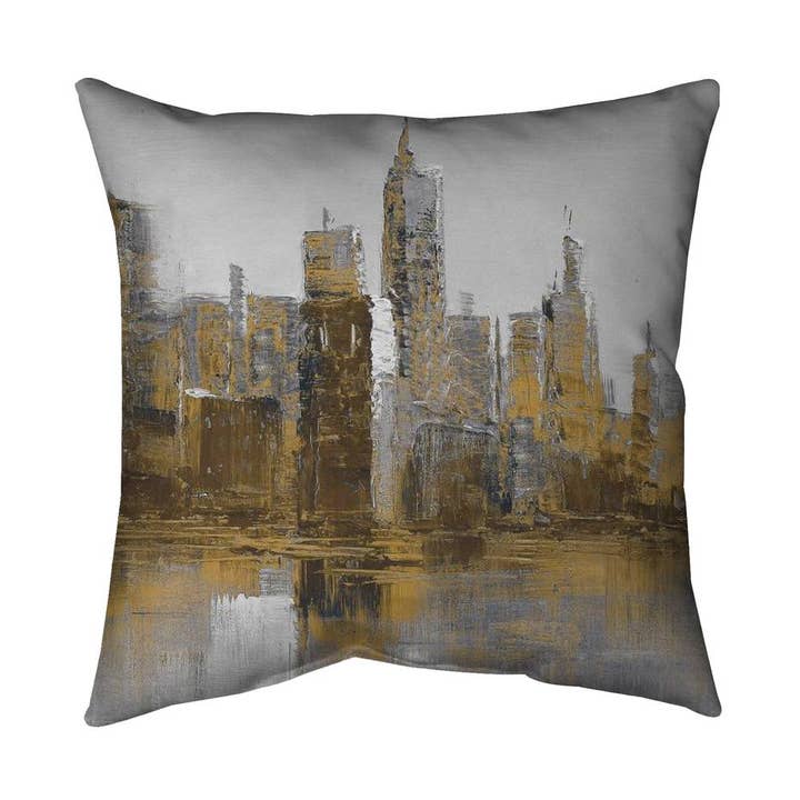 Paysage urbain brun et sombre | Coussin intérieur 26" x 26" pour la vente par BEGIN HOME DECOR