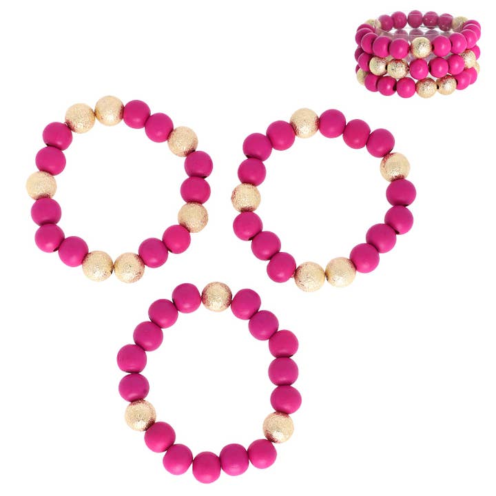 SP Sophia Collection - Wholesale Jewelry Set - 3 Piece Stackable Bohemian Beaded Stretch Bracelet Set