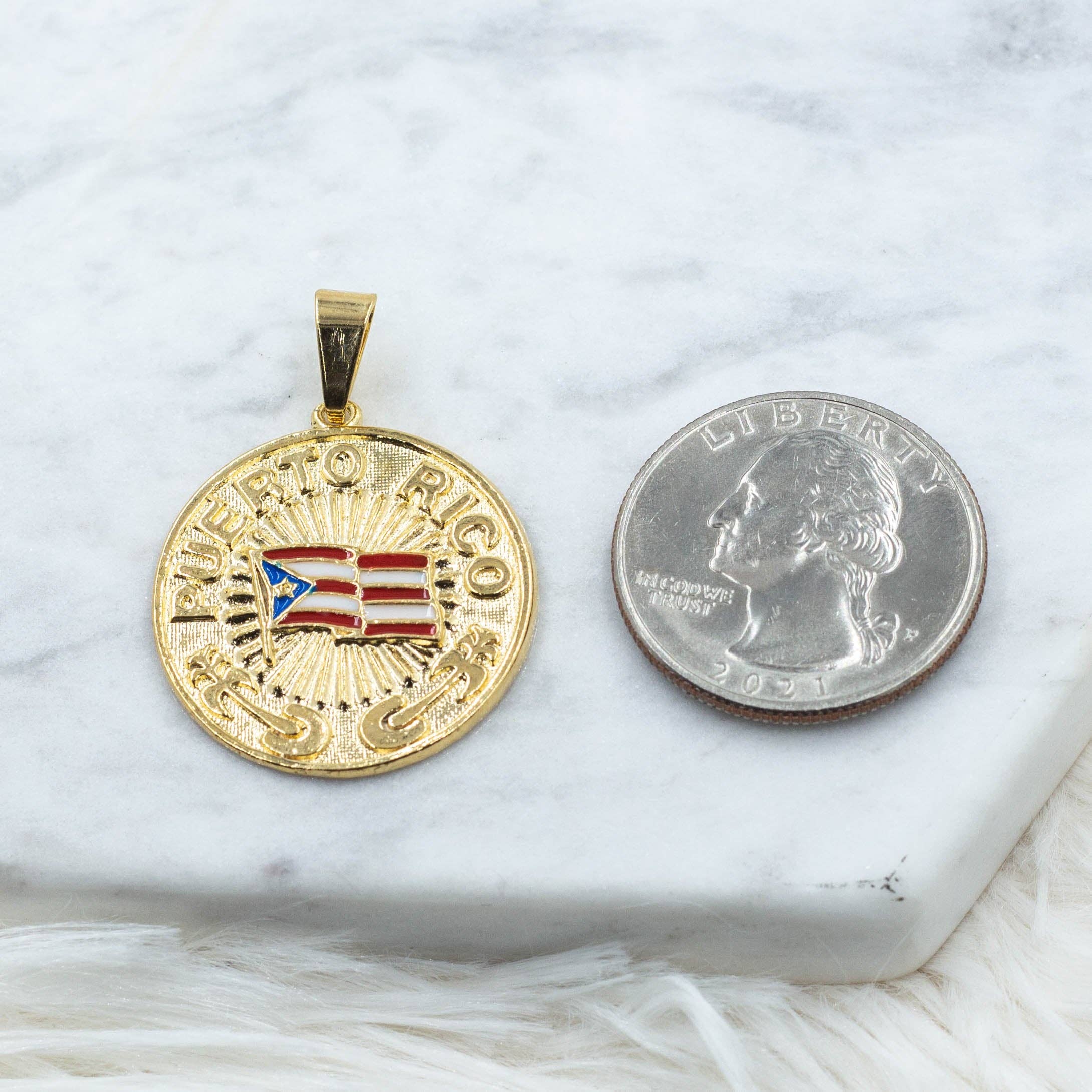 Cherie by Cherie - Wholesale Individual Charm/Pendant - Puerto Rico Medallion Pendant | Caribbean Island Pendant | Puerto Rico Flag2