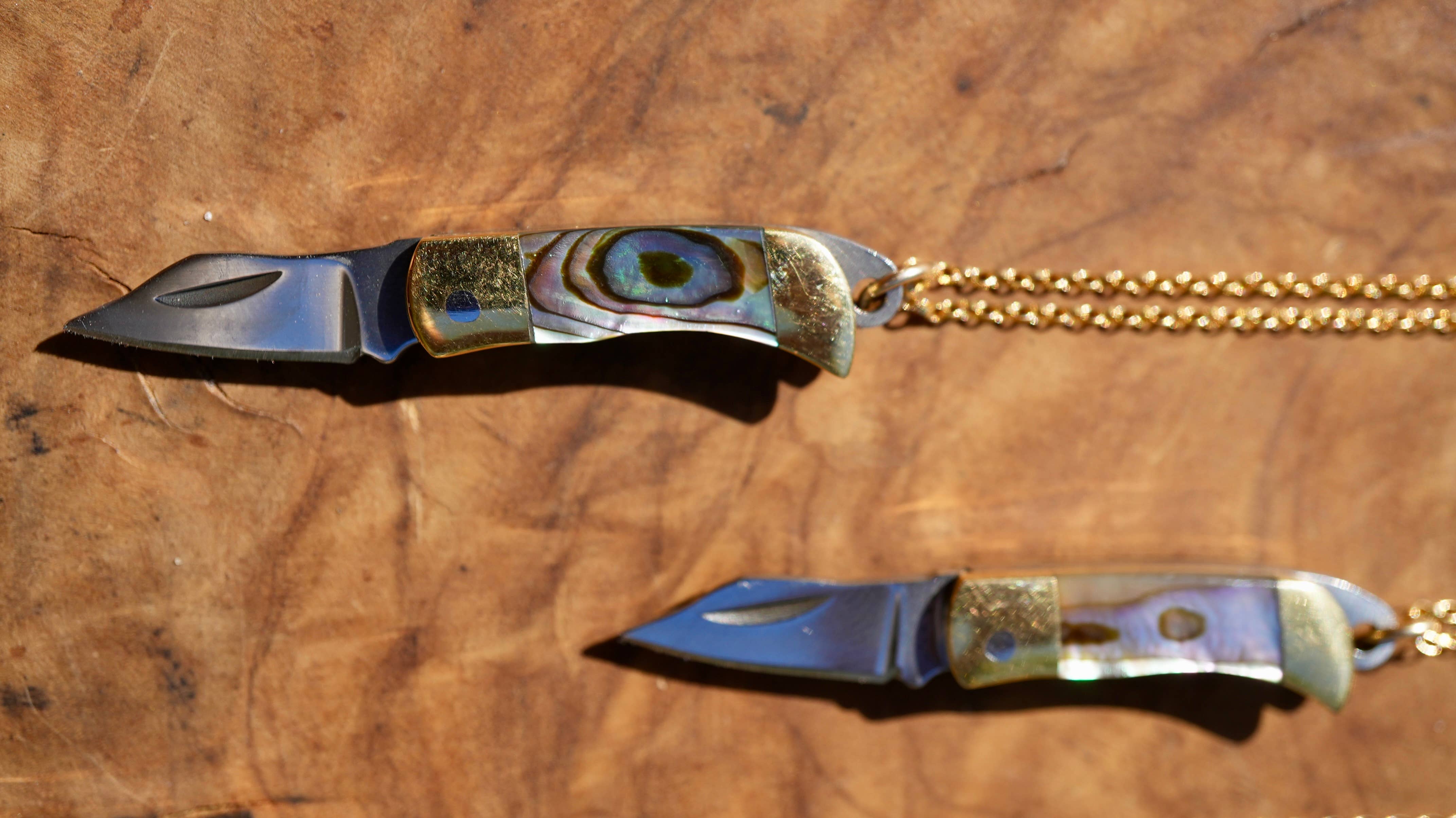 Daddy Daughter Jewelry - Wholesale Pendant/Charm Necklace - Abalone Shell Pocket Knife | Switch Blade Necklace2