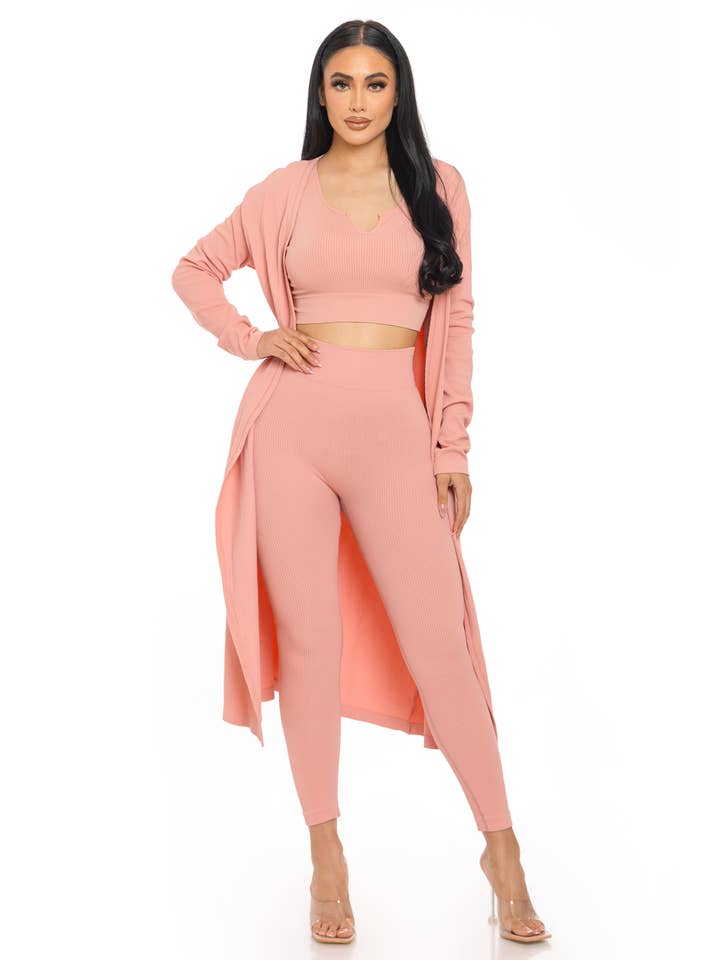 Lime All the Time - Wholesale Activewear set – Women′s - 3 Pc Seamless Tank top/Legging/Cardigan Yoga Active Wear Set8