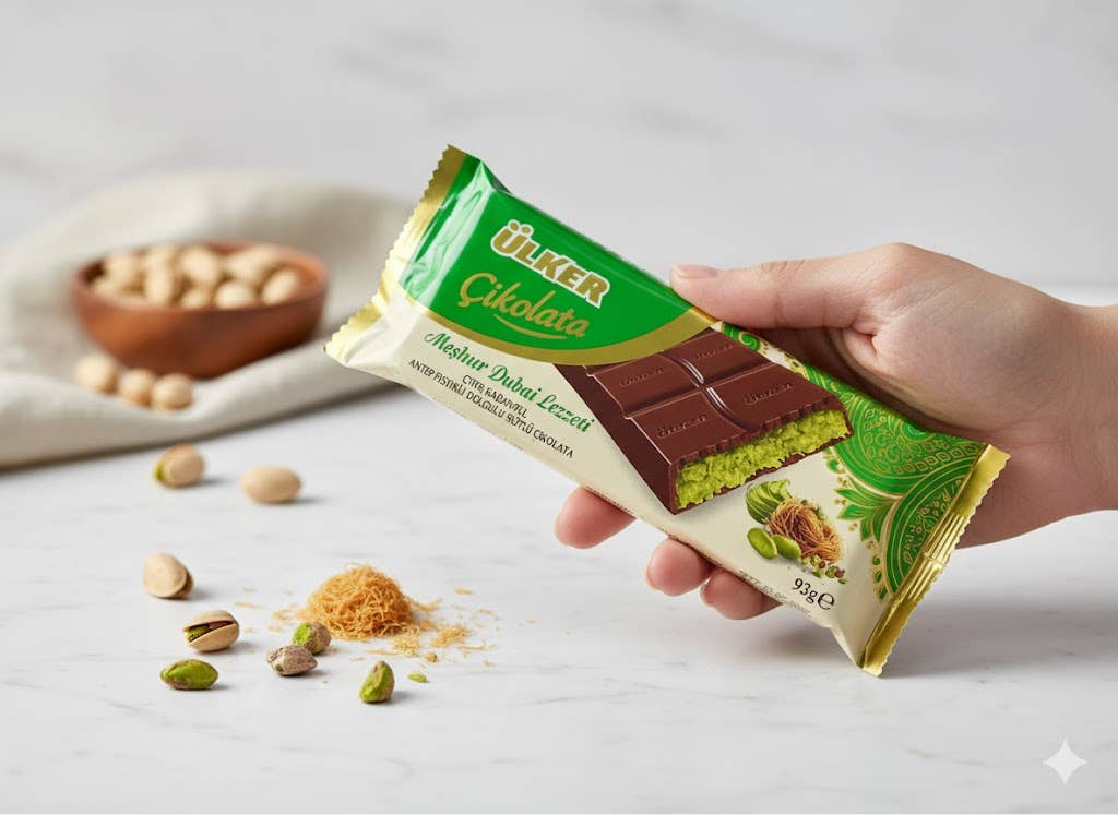 Aladdin – Engroshandel Chokoladebar – Dubai Chokoladebar 93g Ülker Pistacie Halal Tyrkisk1