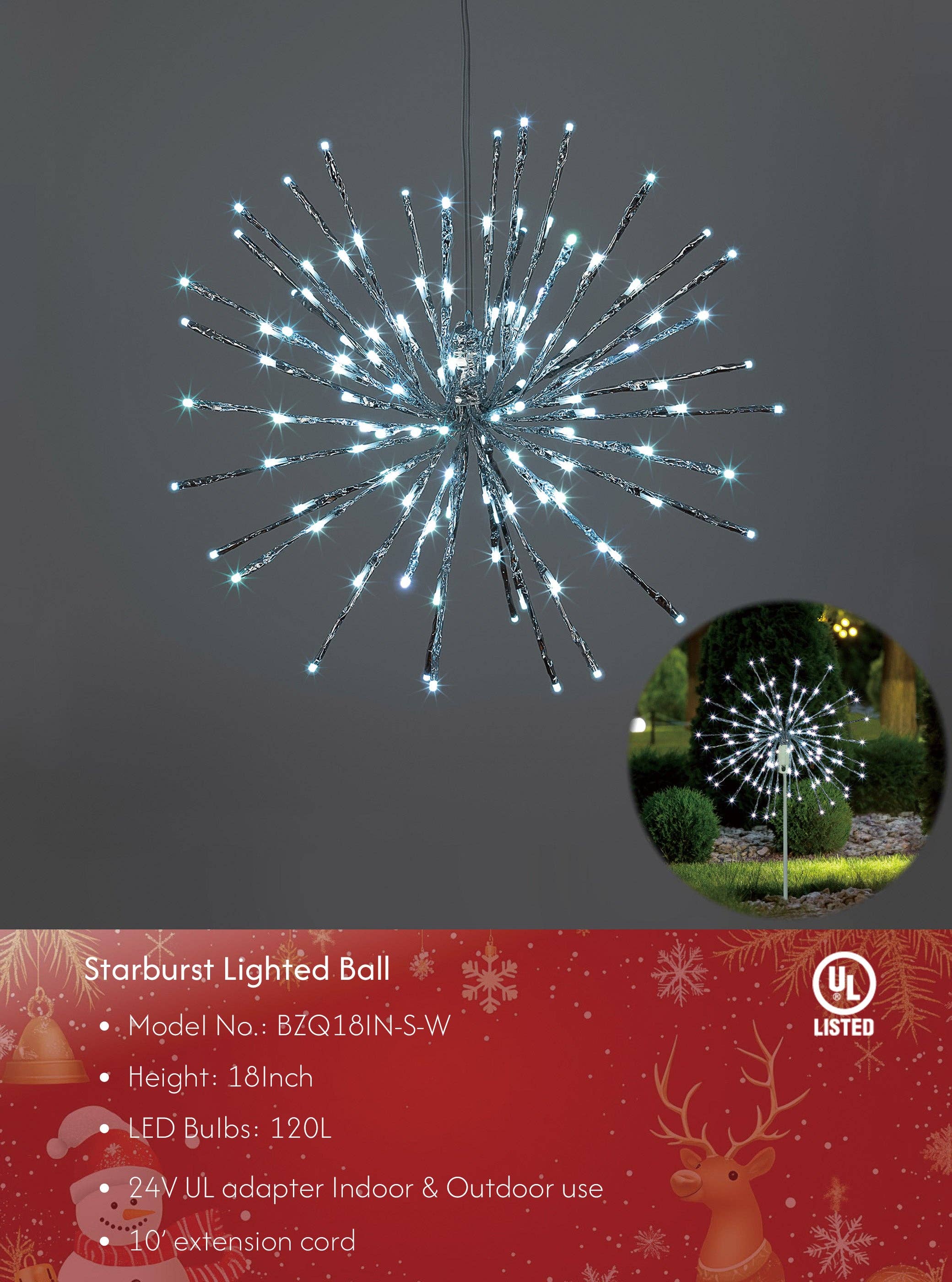 LIGHTSHARE - Wholesale Outdoor/Lawn Light - Starburst Light Lighted Ball LED Firework Lights White Twink57