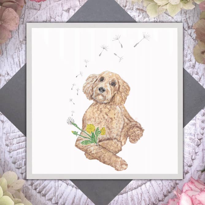 Dandelion Days Blank dog card for wholesale by Utterly Conkers
