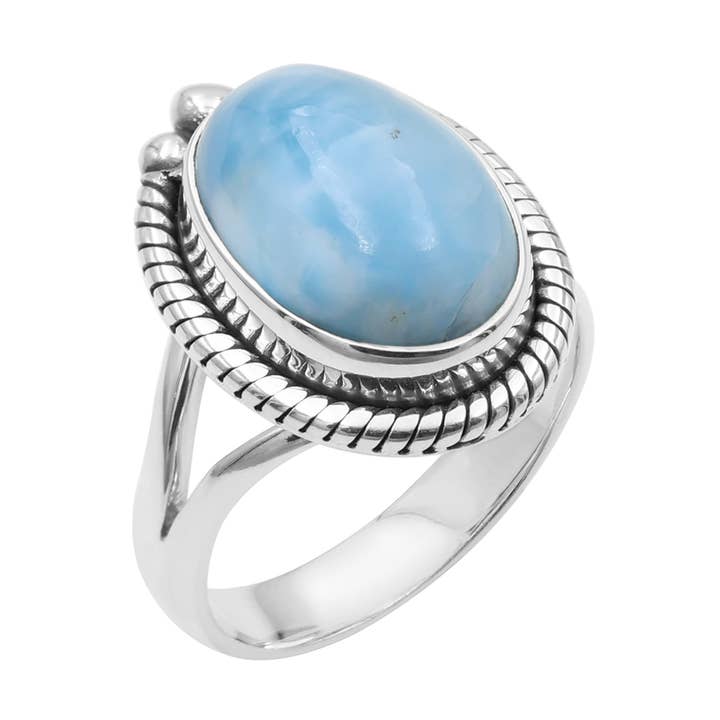 Natural Larimar Vintage Ring – 925 Oxidized Sterling Silver for wholesale by Jay Jools