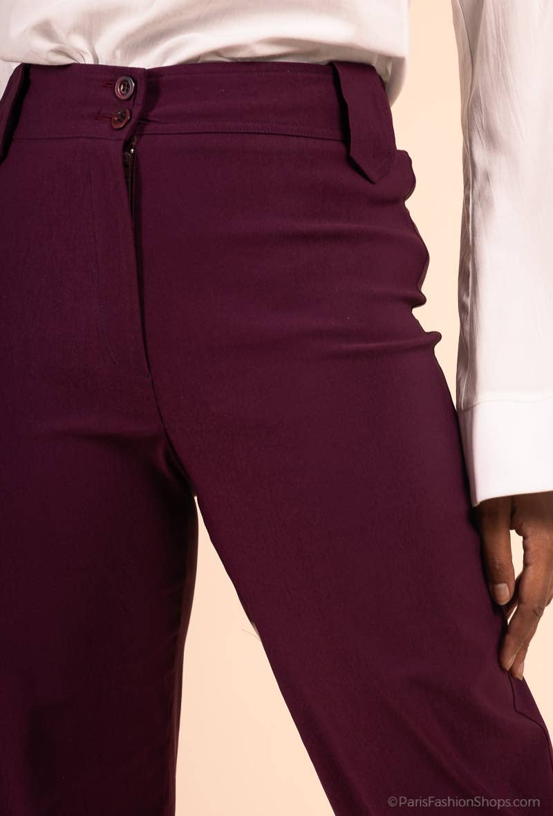 You Udress - Wholesale Pants - Women's - AUBERGINE high cut flared cut pants4
